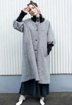 OSMOSIS ツイードロングコート　袖バルーン