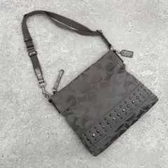 Coach Signature Nylon Studded Bag Silver