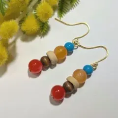 ハンドメイドピアス　1793　　　　　色々ビーズのカラフルピアス