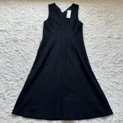 新品タグ付き✨UNIQLO ブラッシュドジャージーワンピース　ロング　黒　L