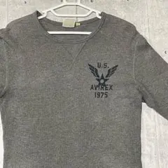 り*け様 AVIREX Vネック サーマル ロンT ミリタリー ステンシル アヴ