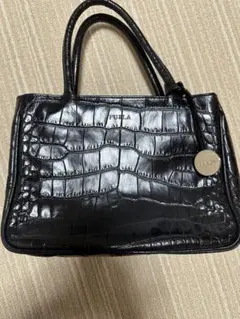 FURLA ハンドバッグ クロコ型押し ブラックのサムネイル