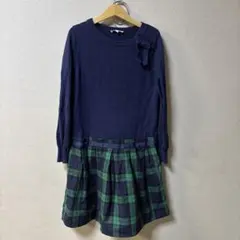 ジャカディ 140cm ワンピース ネイビー チェック