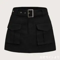 SHEIN ミニスカート 黒 ベルト付き