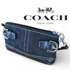 【極美品】コーチ ミニアクセサリーポーチ シグネチャー 黒 キャンバス Y2K