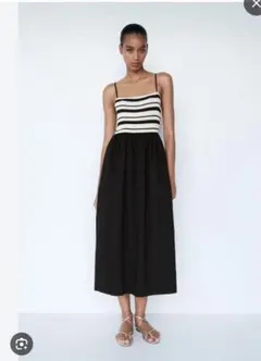 即完売！ZARA コントラストバストラスティックワンピース L 新品未使用