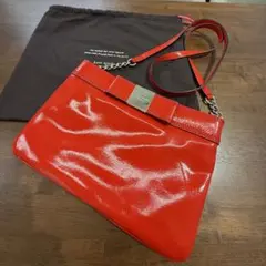 美品 kate spade ケイトスペード リボン エナメル ショルダーバッグ