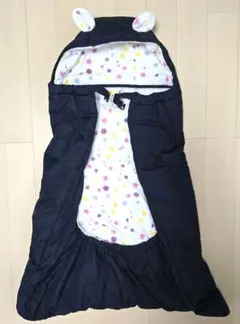 ネイビー おくるみ フリース 星とドット模様 95cmまで対応