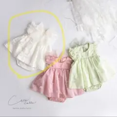 シアー フラワー ロンパース カバーオール 女の子 ベビー 白 コトコット