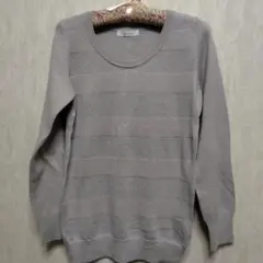 grove　レディース グレー ストライプ 長袖ニット