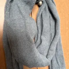 薄手モヘア　ニット グレー 大判マフラー　ショー　ふんわり