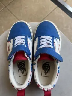 Vans スリッポン スニーカー 17cm 青/赤/白