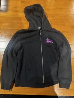 Stussy ブラック ジップアップパーカー M