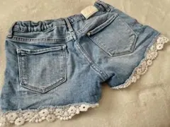 ダメージ/デニムショートパンツ/レース付き/学生/140/150/小さめ/