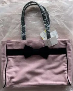 Feroux フェルゥ トートバッグ ピンク×ブラック リボン 未使用タグ付