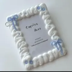 No.75 ホイップデコ　ビーズ　リボン　花　あお　青　オーダー可　トレカケース