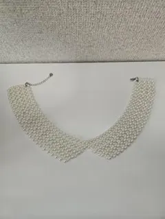 ホワイトパール風 ビーズつけ襟