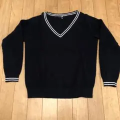 ユニクロ　コットン　カシミヤ　クリケットセーター　紺色