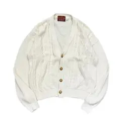 USA製 90’s LONDON FOG コットンニットカーディガン L 生成りのサムネイル