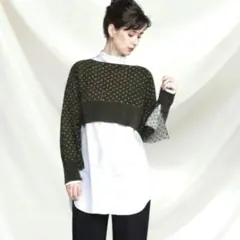 極美品✨　TAN ドットジャカードニットプルオーバー フリーサイズ ブラック