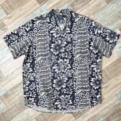 ぴ*ん様 90s ラルフローレン BONNARD 開襟 花柄 波 リネン アロハ