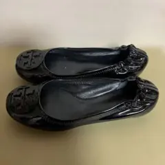 TORY BURCH パテントレザー バレエシューズ ブラック 6M
