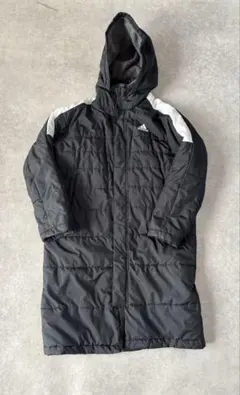adidas フード付きロングベンチコート　150