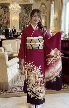 振袖フルセット　えんじ色　やまと　成人式