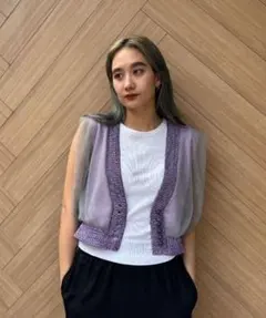 LIGHT SHEER LAYERED KNIT VEST AMERIのサムネイル