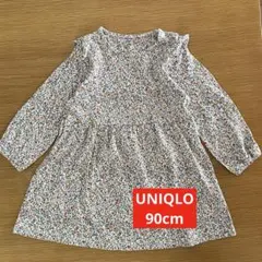 UNIQLO 花柄長袖ワンピース 90cm 綿100% 薄手