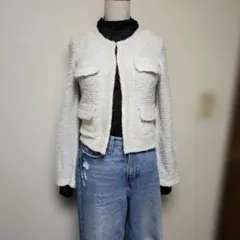 Jayro ホワイト ノーカラージャケット