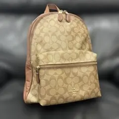 COACH バックパック シグネチャー チャーリー PVC ベージュ A4可