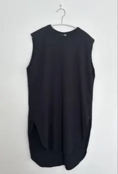 ATON エイトン ラウンドヘム タンクトップ ノースリーブ 黒のサムネイル