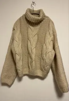 ニット　セーター　アイボリー　ホワイト　白　タートルネック　タートル　レディース