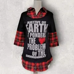 y2k 平成ギャル 平成女児 英字ロゴ チェックワンピース