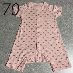 未使用 ベルメゾン 70cm 半袖カバーオール ロンパース 女の子 ちょうちょ柄