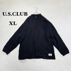 モックネック カットソー LL 大きいサイズ ブラック 長袖 無地 シンプル