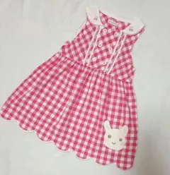 クーラクール 100 ギンガムチェック ワンピ さくらんぼ