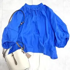 美品♦︎ビューティー＆ユース／麻コットンドビー Vネックチュニック リネン混