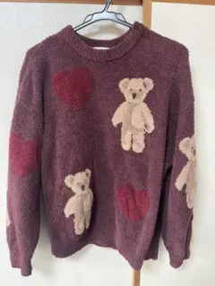 gelato pique ベア　ハート　ジャガードプルオーバー　レッド　ホリデー