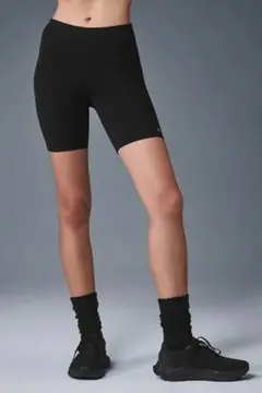 美品 Alo Yoga アロ ブラック スウェット クロップド フーディ XS