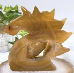 【天然石】瑪瑙大きめユニコーンカービング