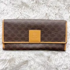CELINE セリーヌ 長財布 ブラウン マカダム柄 キャンバス レザー