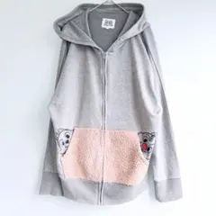 チップとデール フード付き パーカー グレー L ボアポケット ディズニー