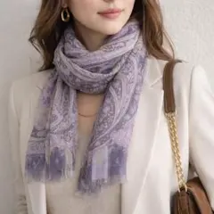 エトロ ETRO シルク スカーフ ペイズリー シアー シフォン 紫 ストール