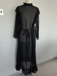 ミラオーウェン　シフォンドットフリルワンピース