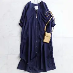 美品✨ジャーナルスタンダード レサージュ リネンシャツワンピース 濃紺 洗える