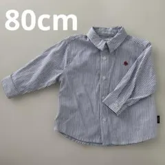 美品 POLO Baby ストライプシャツ 長袖 ブルー 80cm 子供服