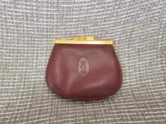 極美品 カルティエ マストライン がま口 コインケース ボルドー