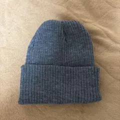 グレー リブ編み ニット帽